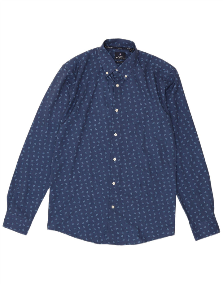 Ben Sherman muška uska košulja veličina 15 1/2 srednje plava cvjetna poliester