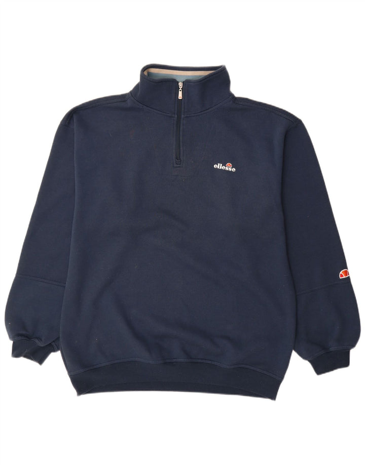 Ellesse muška majica s izrezom s patentnim zatvaračem, veliki tamnoplavi pamuk