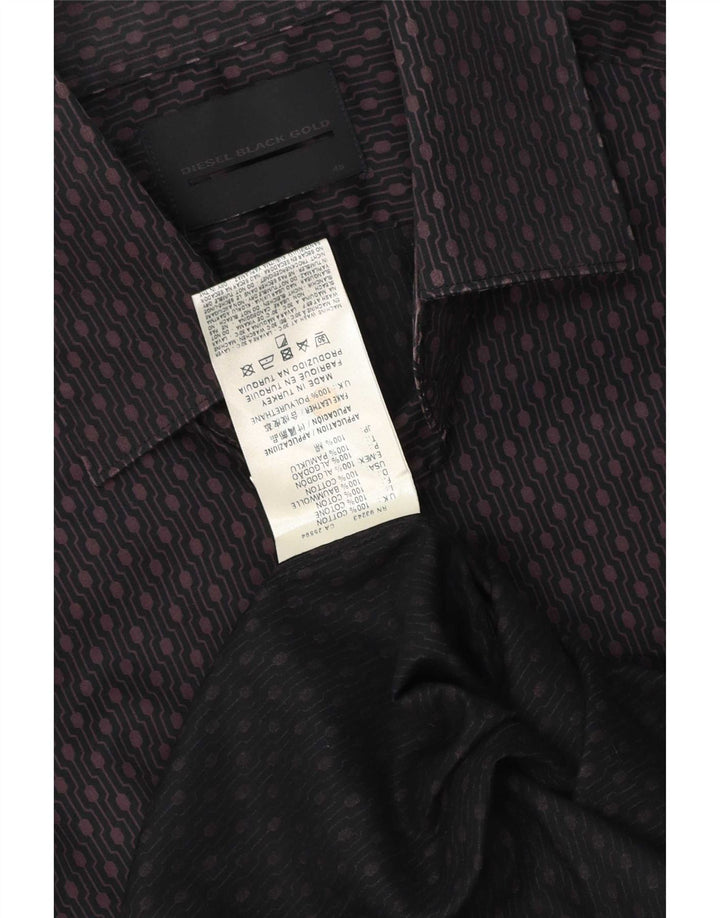 Diesel Mens Shirt IT 48 Medium Burgundy Geometric Cotton