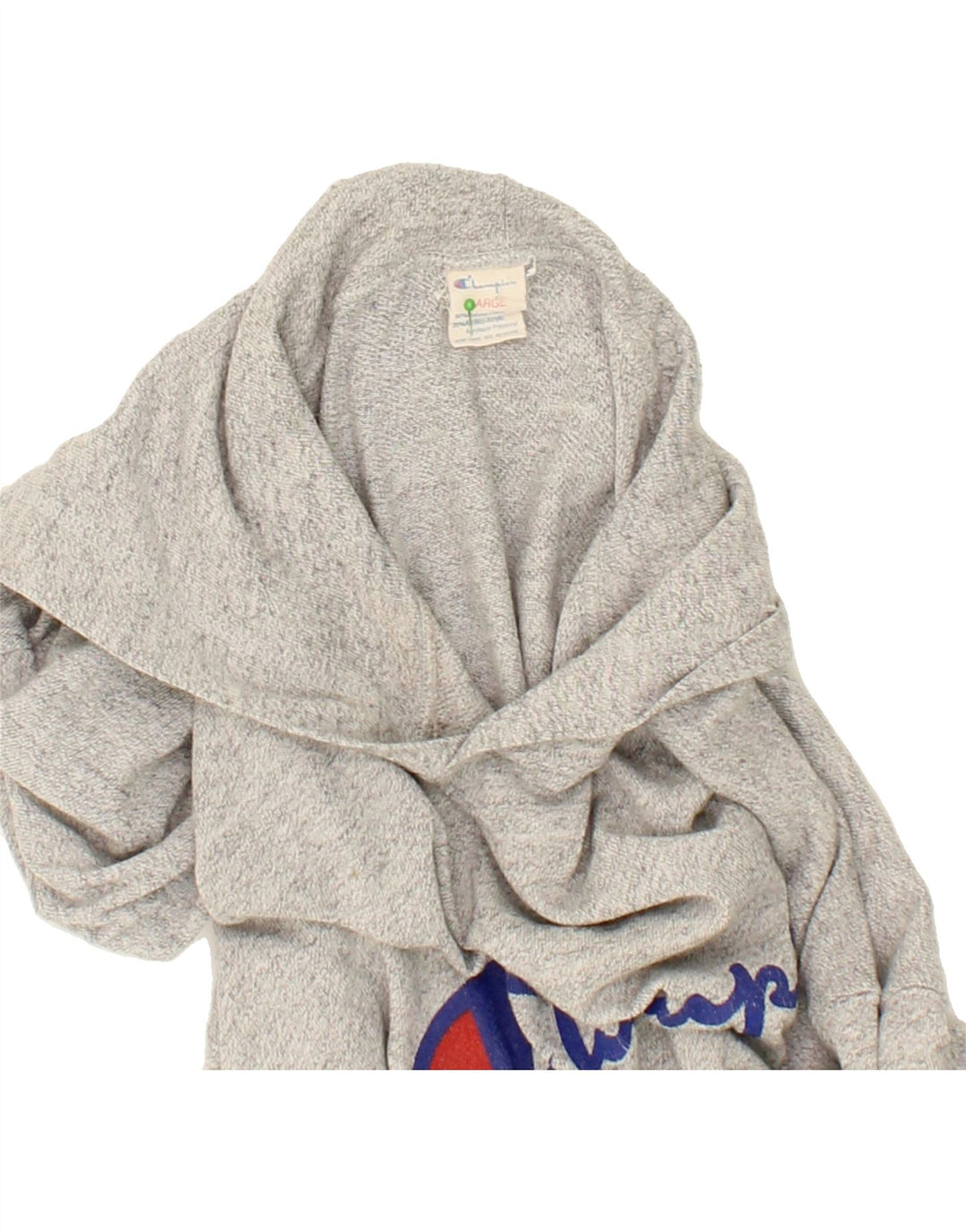 CHAMPION Mens Graphic Hoodie Jumper Large Grey Flecked Polyester Vintage Champion and Second-Hand Champion from Messina Hembry 