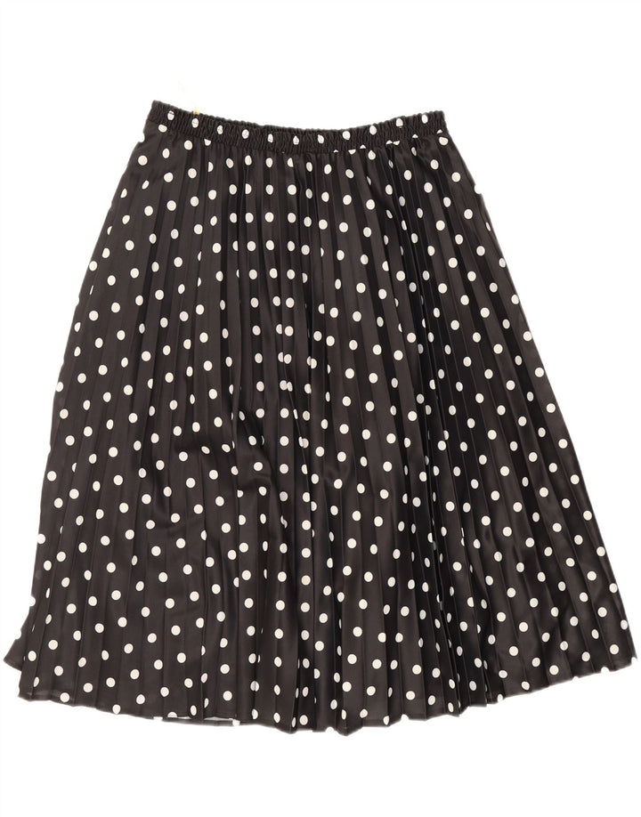 VINTAGE Womens Pleated Skirt W30 Medium Black Polka Dot Polyester Vintage Vintage and Second-Hand Vintage from Messina Hembry 