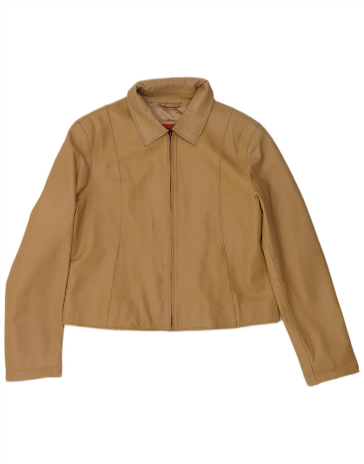 Helium ženska uspravna kožna jakna UK 14 srednje bež koža