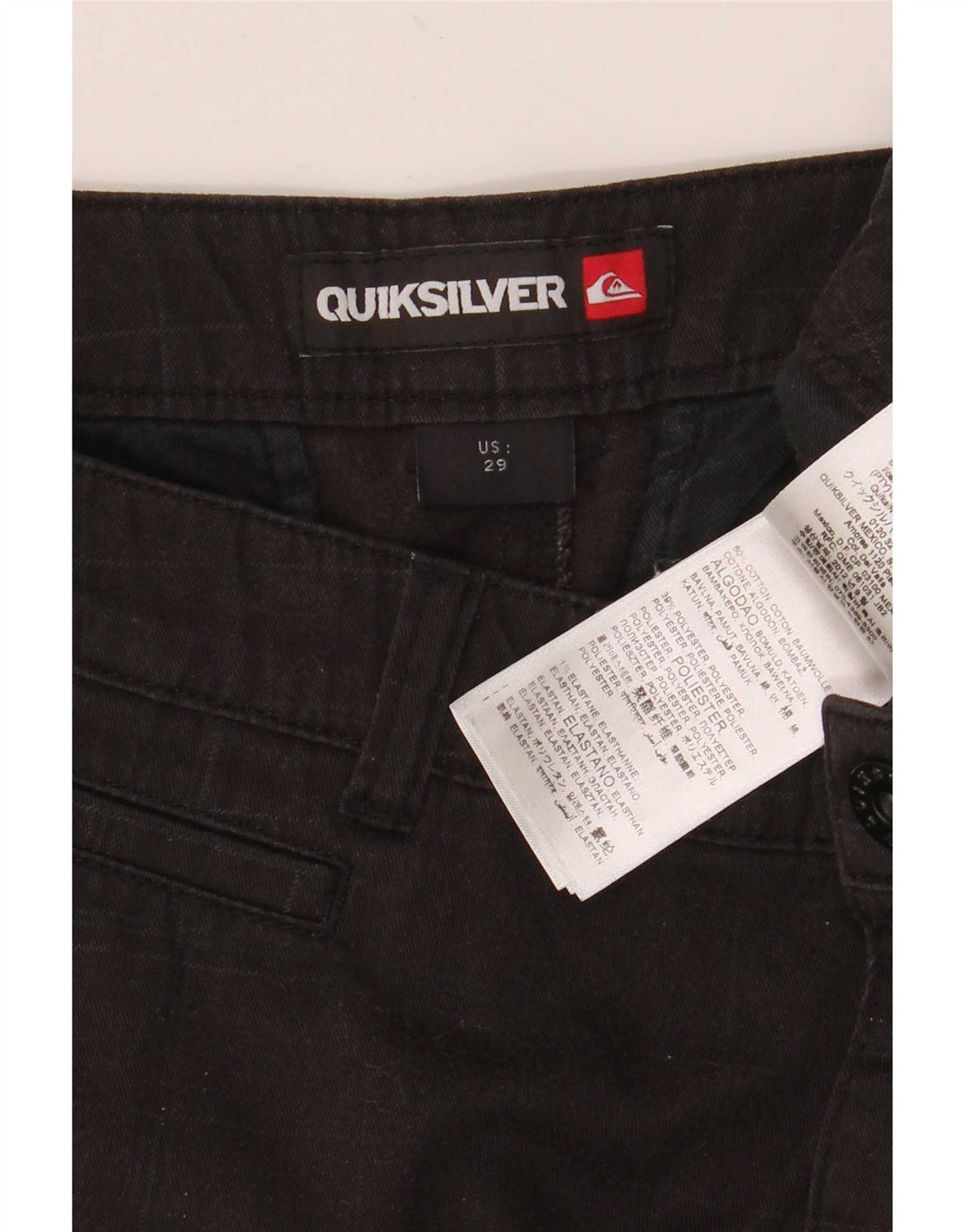 Quiksilver muške kargo kratke hlače W29 mali crni karirani pamuk