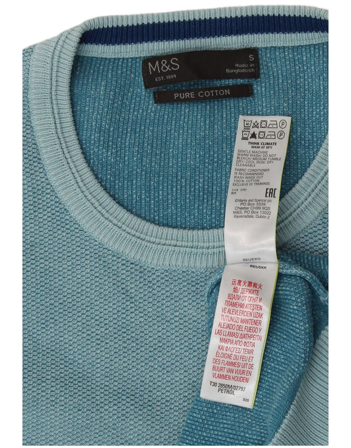 Marks & Spencer muški džemper s okruglim izrezom Mali tirkizni pamuk