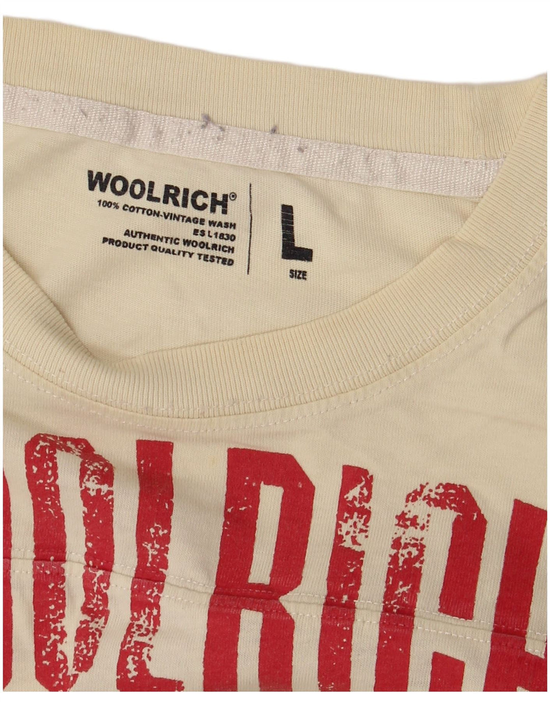 Woolrich muška majica dugih rukava s grafikama, veliki bež pamuk