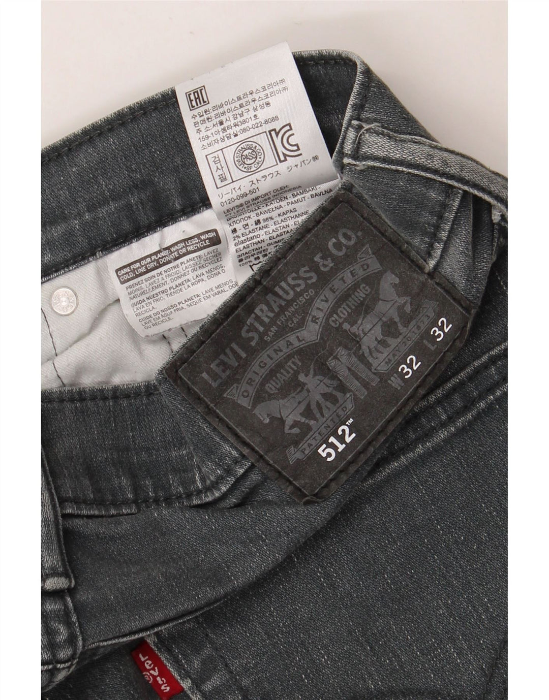 LEVI'S muške 512 uske sužene traperice W32 L32 sivi pamuk