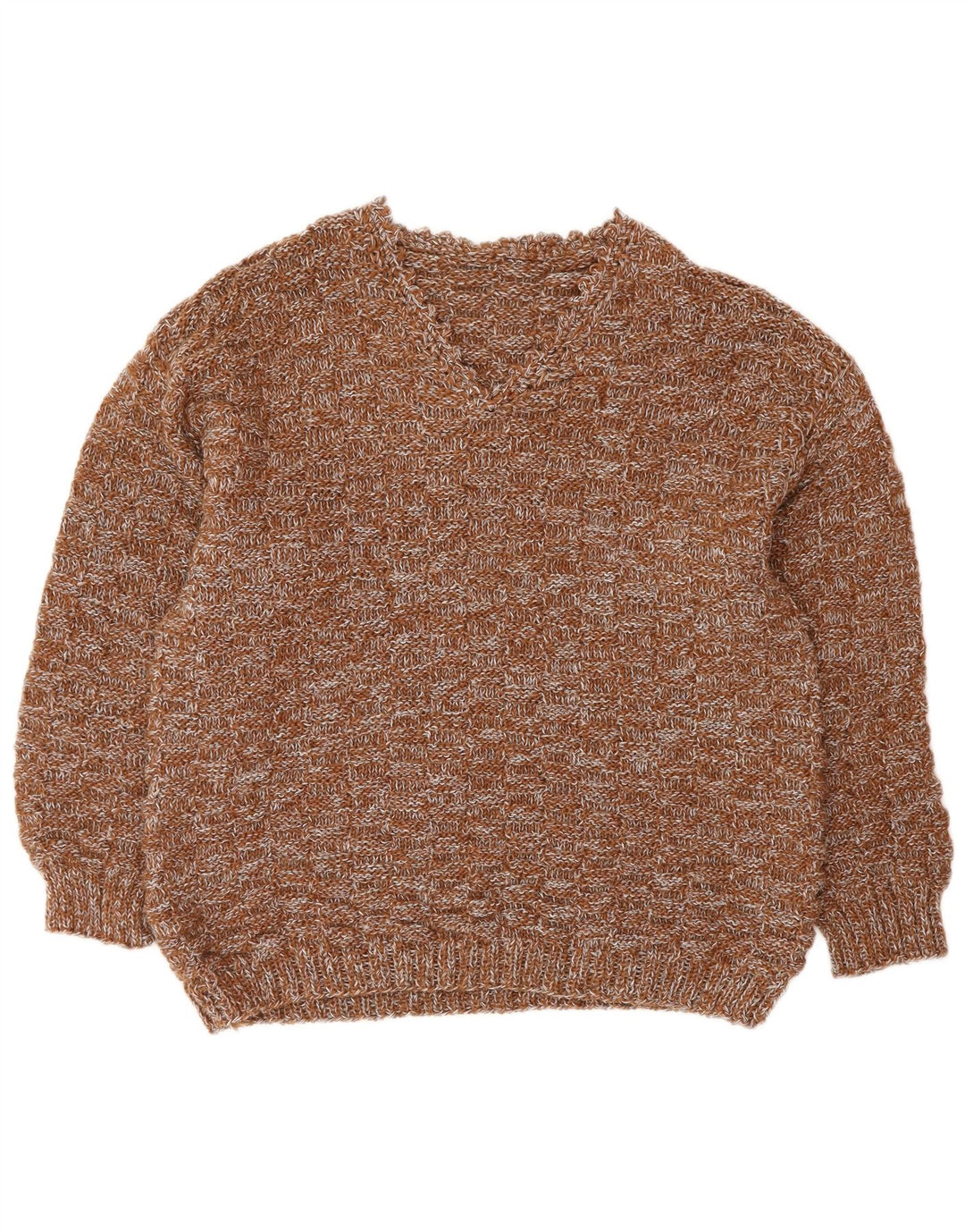 VINTAGE ženski džemper s V-izrezom UK 16 Velikih smeđih pjega