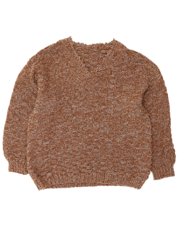 VINTAGE ženski džemper s V-izrezom UK 16 Velikih smeđih pjega