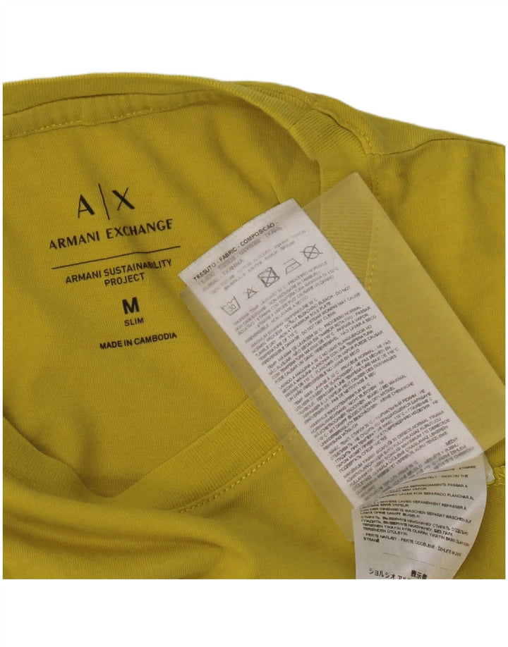 Armani muška uska majica kratkih rukava s grafičkim motivima srednje žuti pamuk