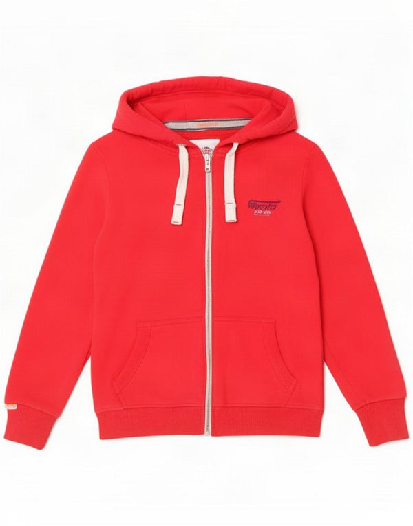 Superdry Ženski pulover s kapuljačom s patentnim zatvaračem UK 14 Medium Red Cotton