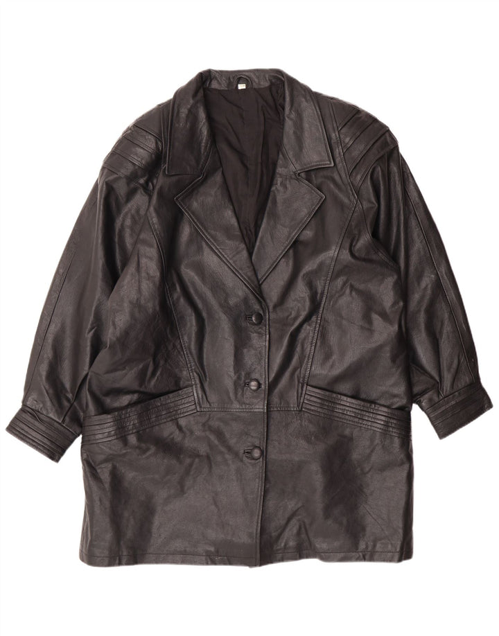VINTAGE ženski kožni kaput UK 18 XL crna koža