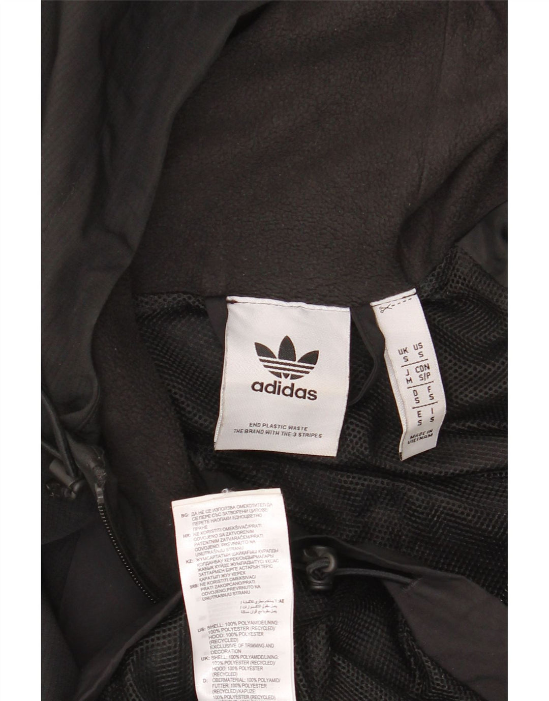 ADIDAS Mens Hooded Tracksuit Top Jacket Small Black Polyester Vintage Adidas and Second-Hand Adidas from Messina Hembry 