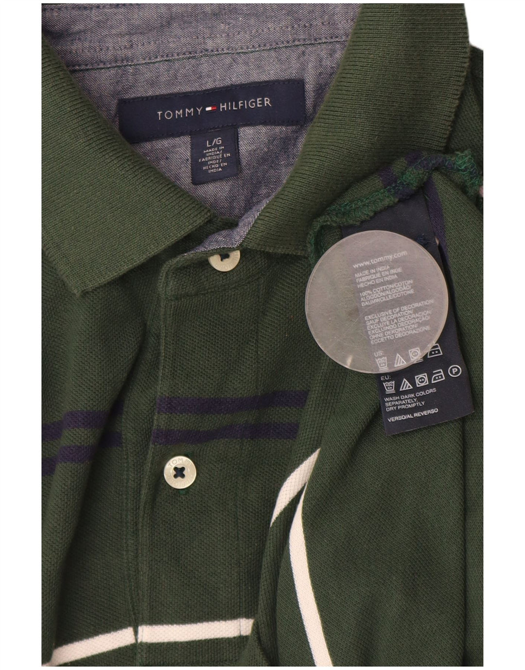 TOMMY HILFIGER Muška polo majica na velike zelene pruge, pamuk