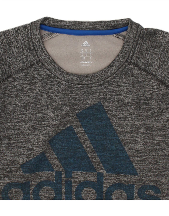 ADIDAS Mens Graphic Sweatshirt Jumper Medium Grey Flecked Polyester Vintage Adidas and Second-Hand Adidas from Messina Hembry 