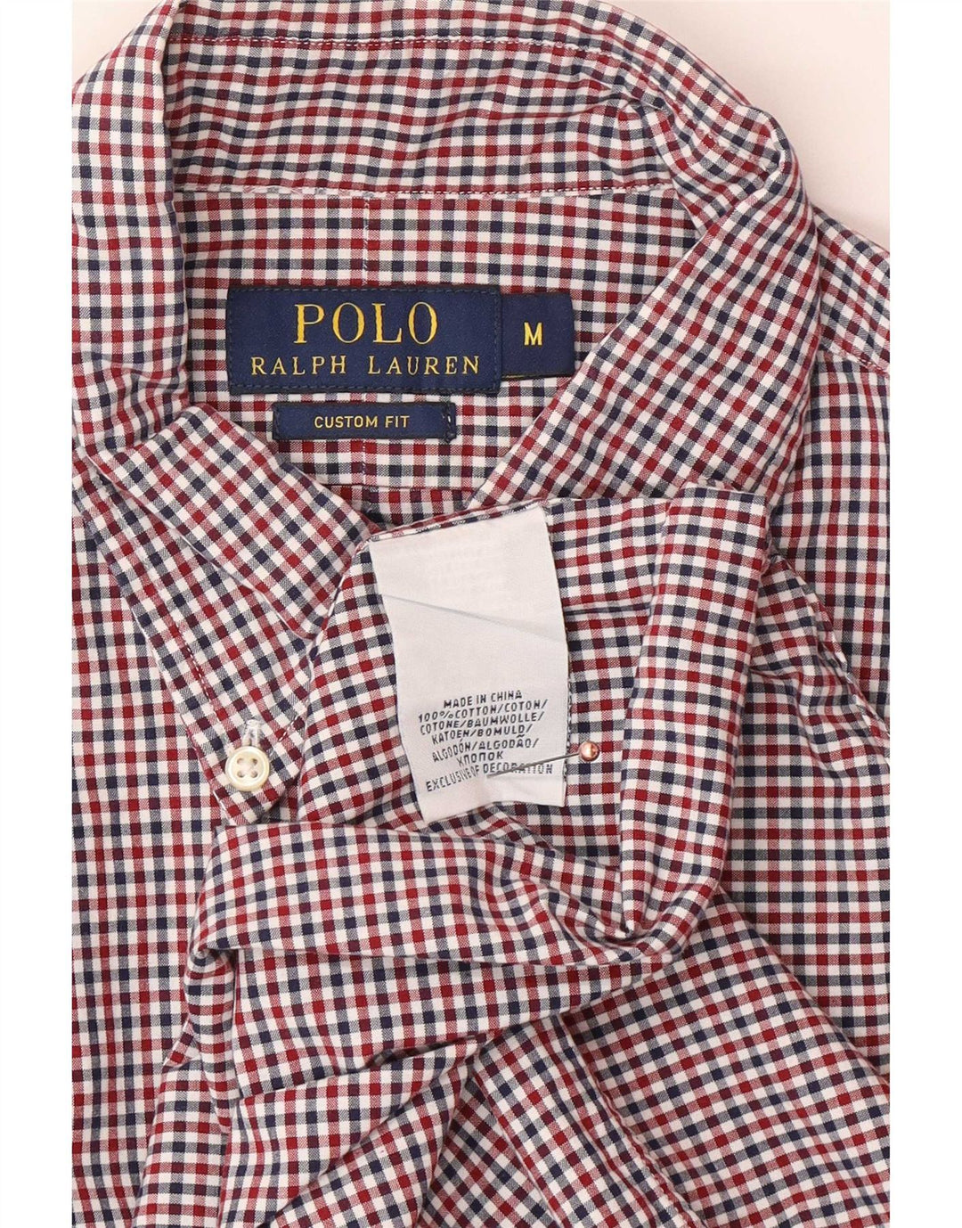 Polo Ralph Lauren muška košulja prilagođenog kroja srednje boje, pamuk od ginghama