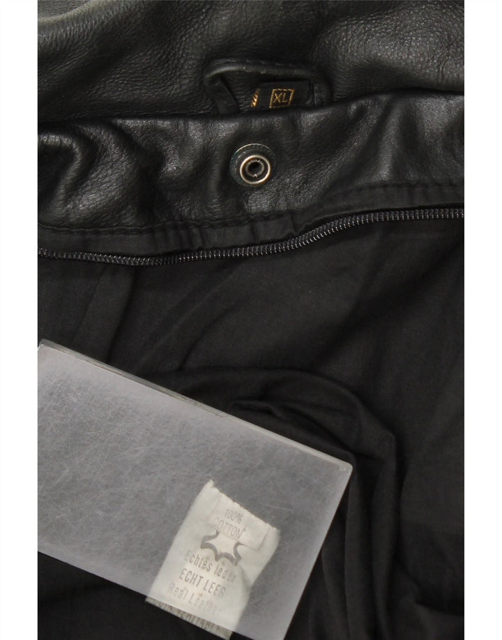 Vintage muška vojna kožna jakna UK 42 XL crna koža