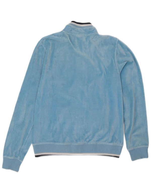 Diadora Womens Velvet Tracksuit Top Jacket UK 10 Small Blue Cotton