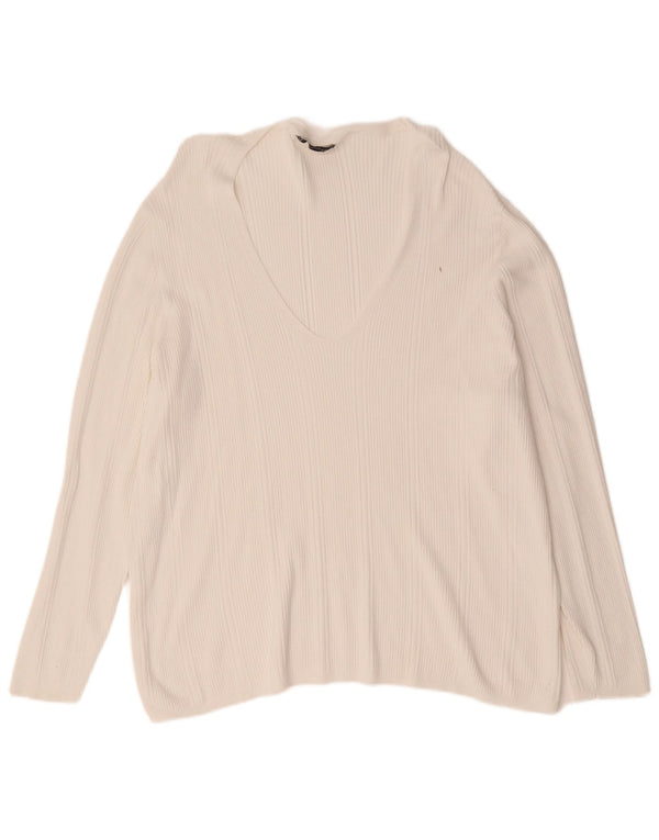 Marks & Spencer ženski džemper s V-izrezom UK 24 4XL bijeli