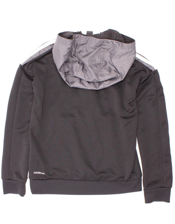 Adidas Boys Aeroready majica s kapuljačom i izrezom s patentnim zatvaračem 9-10 godina crne boje