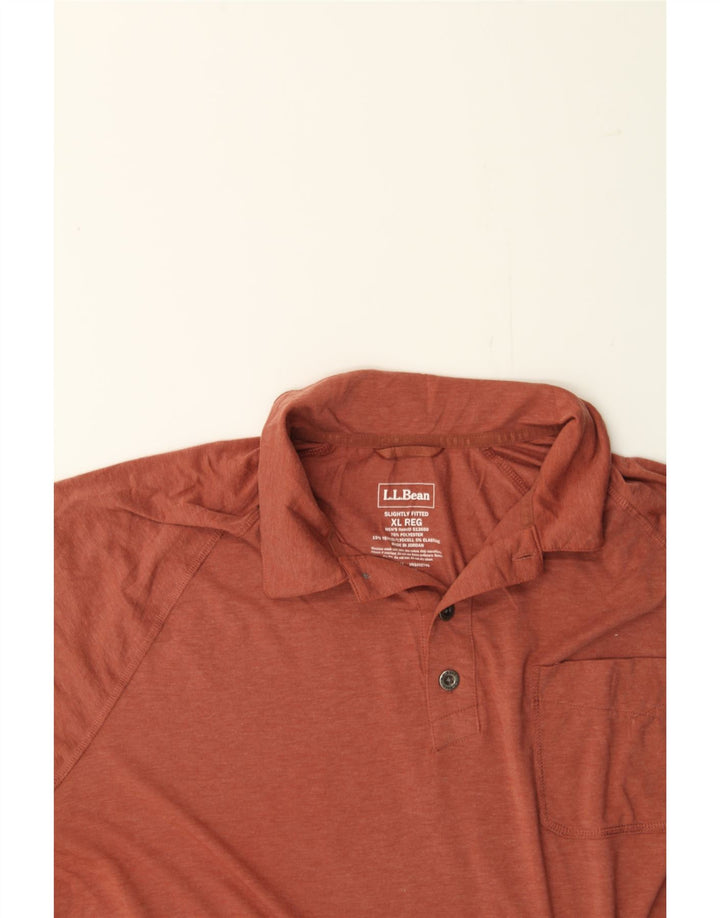 L.L.BEAN Mens Slightly Fitted Polo Shirt XL Brown Polyester Vintage L.L.Bean and Second-Hand L.L.Bean from Messina Hembry 