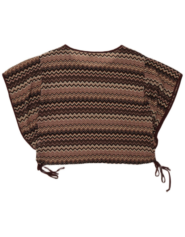 Mizumi ženska šišmiš velika bluza Top UK 10 Small Brown Chevron