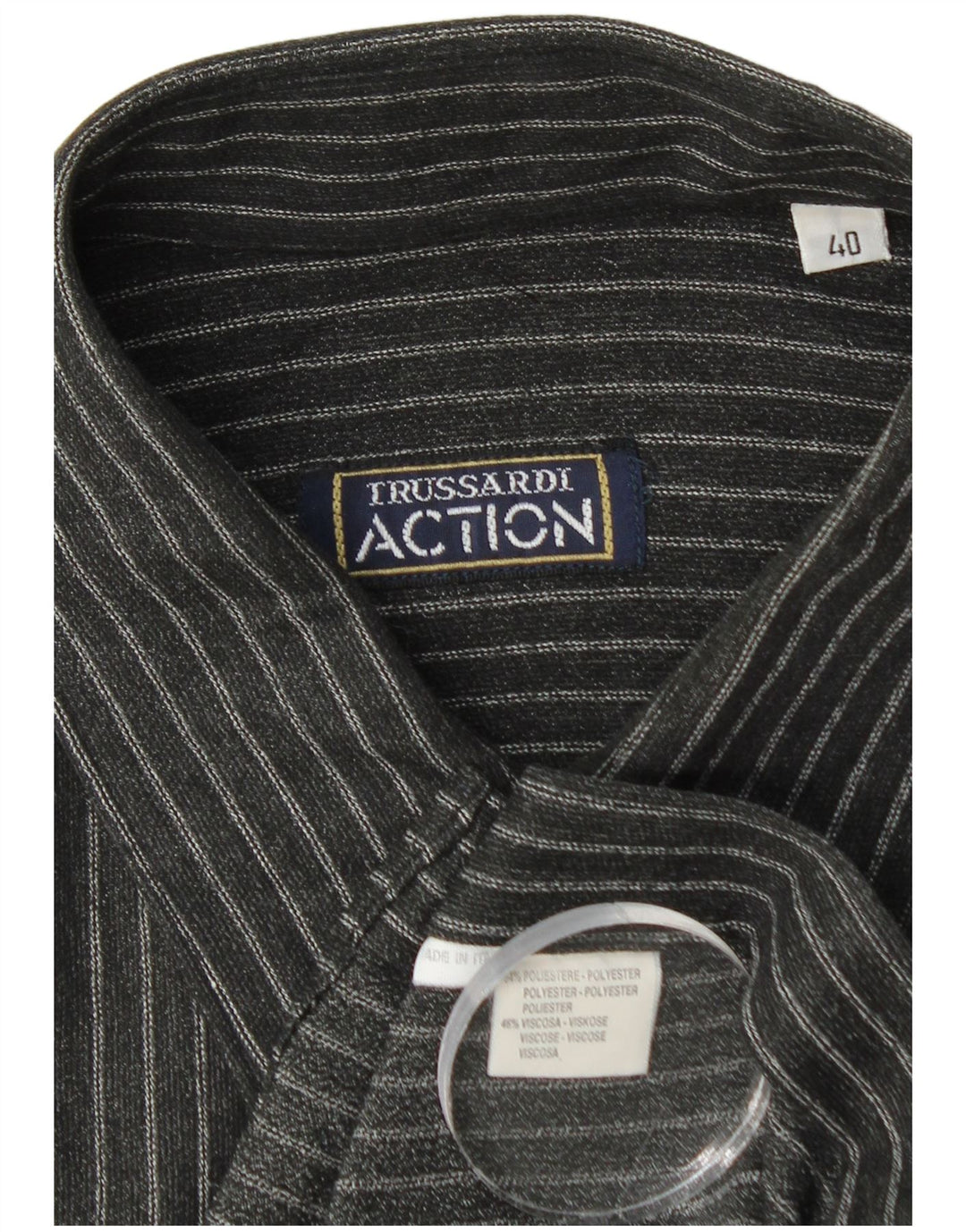 Trussardi muška košulja veličina 40 srednje crne crne pruge od poliestera