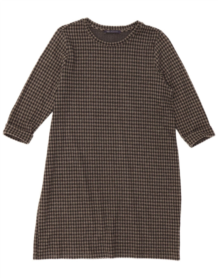 Marks & Spencer ženska duga haljina s 3/4 rukavima UK 16 Large Grey Gingham