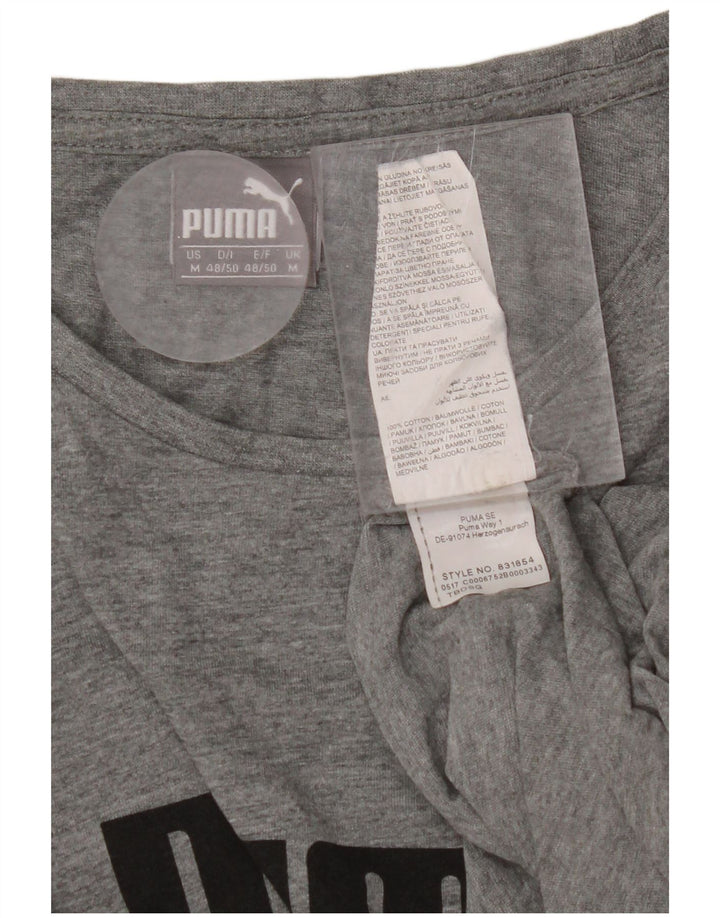 PUMA Mens Graphic T-Shirt Top Medium Grey Cotton