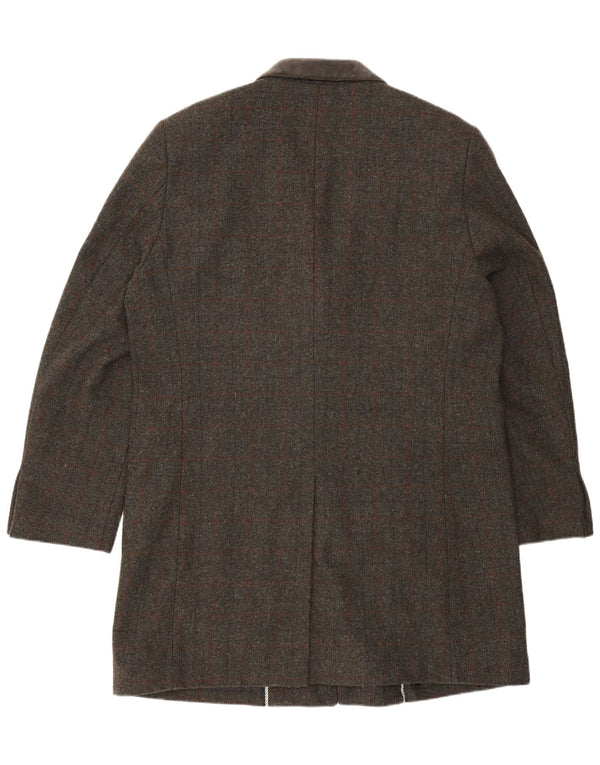 VINTAGE muška duga jakna s 3 gumba UK 46 3XL sivi karirani