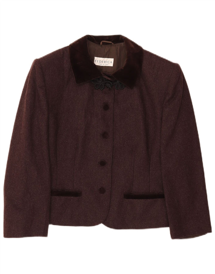 Federica Ženska jakna s 5 gumba UK 14 Srednje smeđa vuna