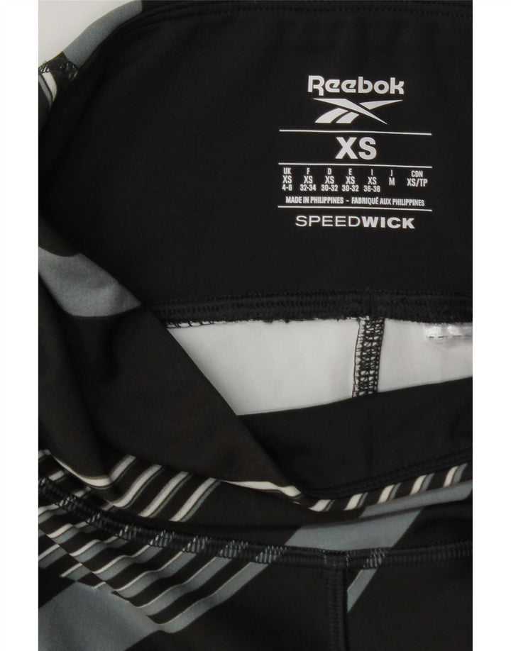 REEBOK Womens Leggings UK 4/6 XS  Grey Geometric Vintage Reebok and Second-Hand Reebok from Messina Hembry 