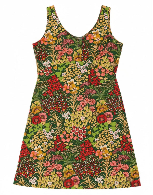 VINTAGE Womens Sundress IT 50 XL Green Floral Polyester