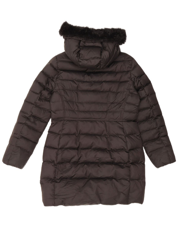 MASSIMO DUTTI Womens Hooded Padded Coat UK 16 Large Black Polyester