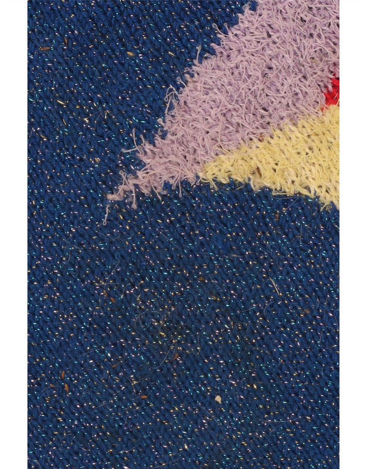 VINTAGE ženski džemper s kornjačičastim ovratnikom UK 14 Veliki plavi blok u boji