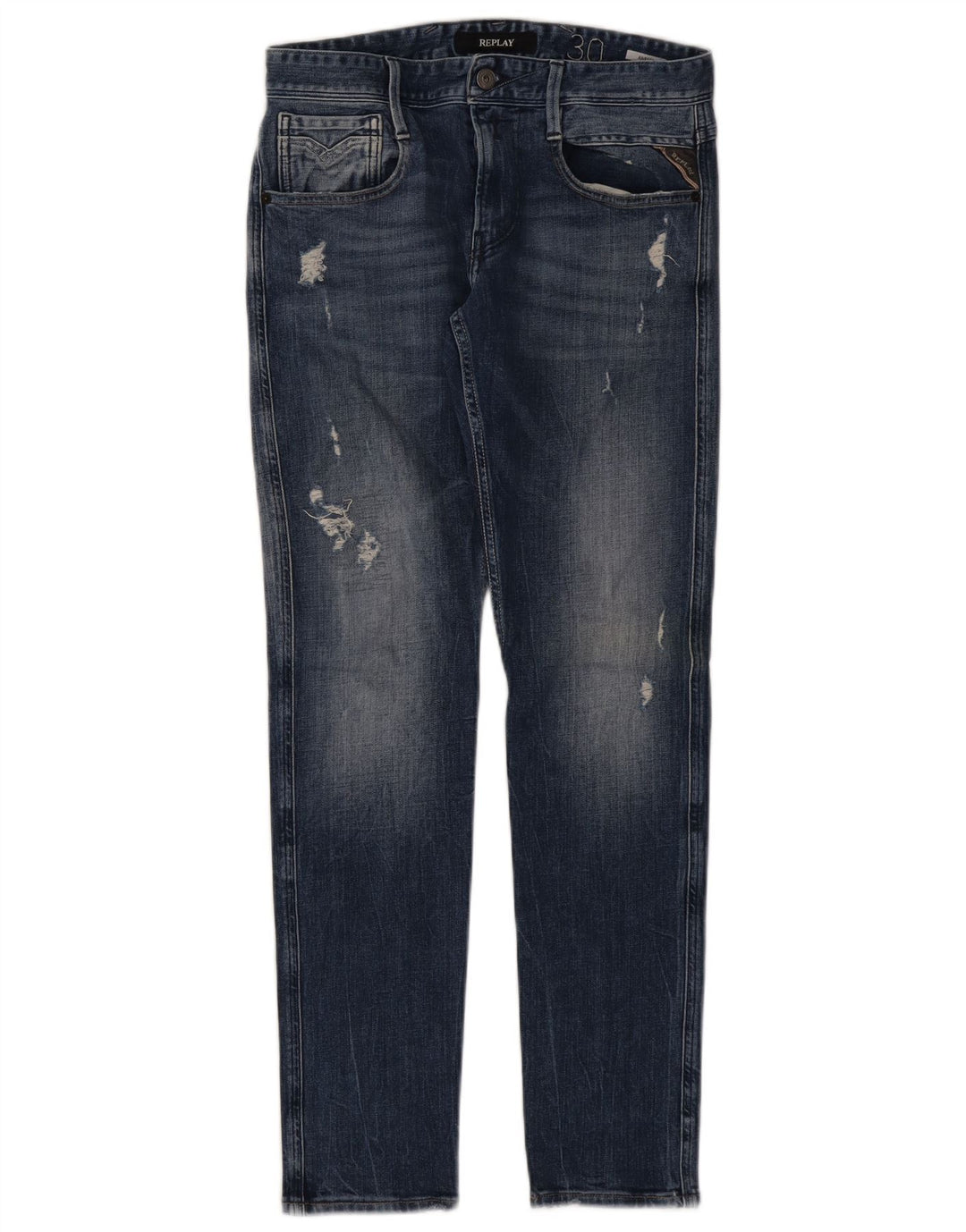 REPLAY Ženske Anbass Distressed Slim Jeans W30 L31 Plave