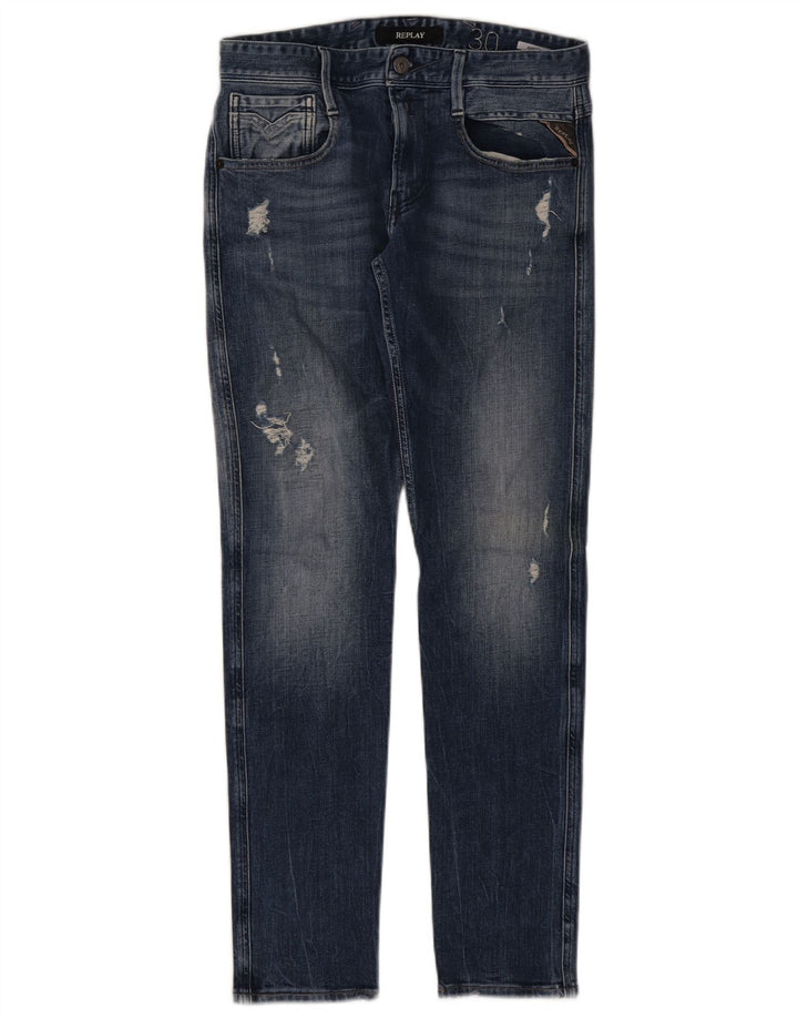 REPLAY Ženske Anbass Distressed Slim Jeans W30 L31 Plave