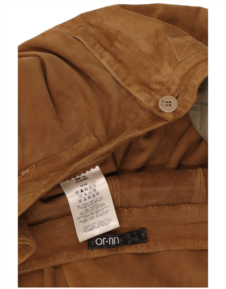 LIU JO Ženske sužene kratke hlače od brušene kože IT 42 Srednje W30 L19 Smeđe