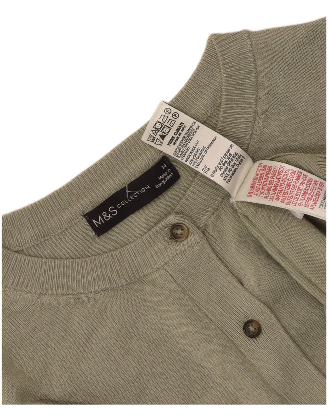 Marks & Spencer ženski kardigan pulover UK 14 Srednja kaki viskoza