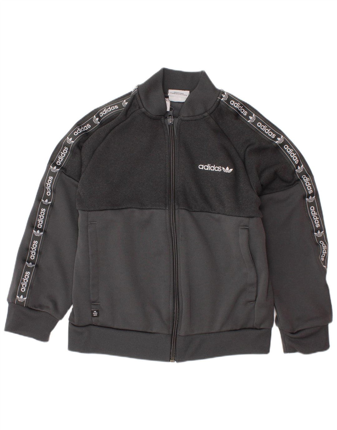 ADIDAS trenirka za dječake s grafičkim motivima, 6-7 godina, siva poliesterska jakna