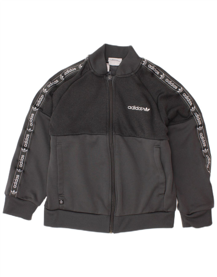 ADIDAS trenirka za dječake s grafičkim motivima, 6-7 godina, siva poliesterska jakna