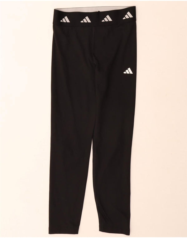Adidas Girls Aeroready Graphic Leggings 13-14 Years Black Poliester