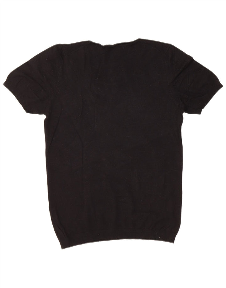 ZARA muški džemper kratkih rukava s brodskim izrezom srednje crne boje