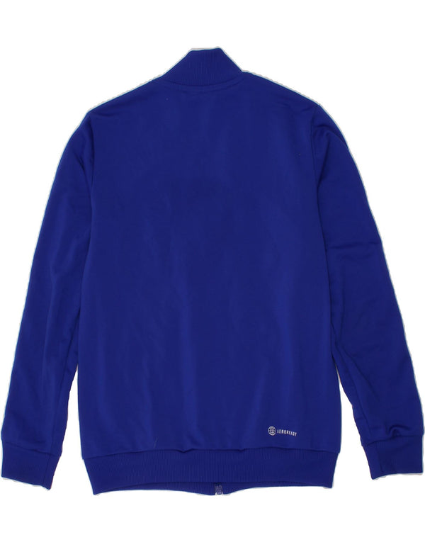 ADIDAS Boys Aeroready Tracksuit Top Jacket 9-10 Years Blue Colourblock