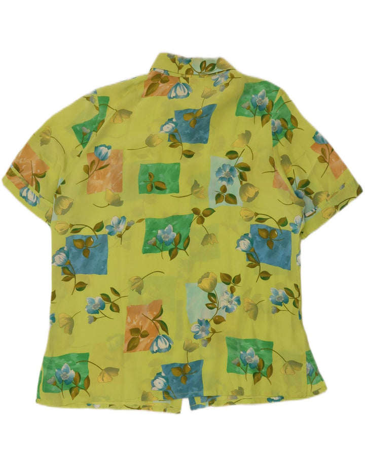 CHERIE Ženska prozirna košulja bluza kratkih rukava IT 48 XL Zelena cvjetna