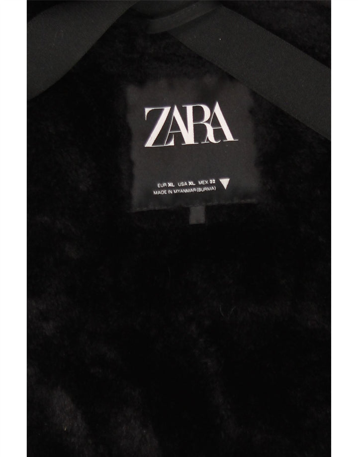 Zara ženska parka jakna s kapuljačom UK 18 XL crni poliester