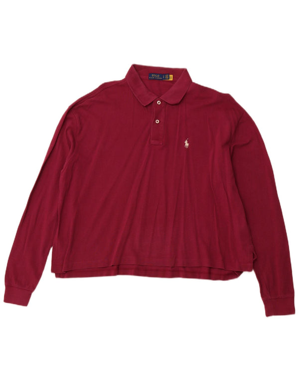 POLO RALPH LAUREN Ženska prevelika skraćena polo majica UK 10 Mala ružičasta