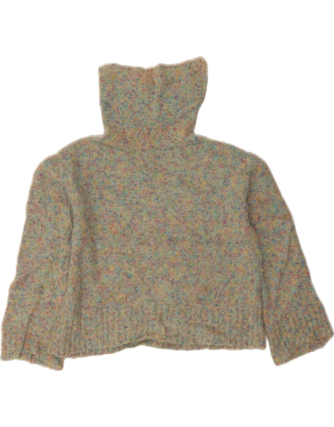 BENETTON Womens Oversized Crop Roll Neck Jumper Sweater UK 10 Small Blue Vintage Benetton and Second-Hand Benetton from Messina Hembry 