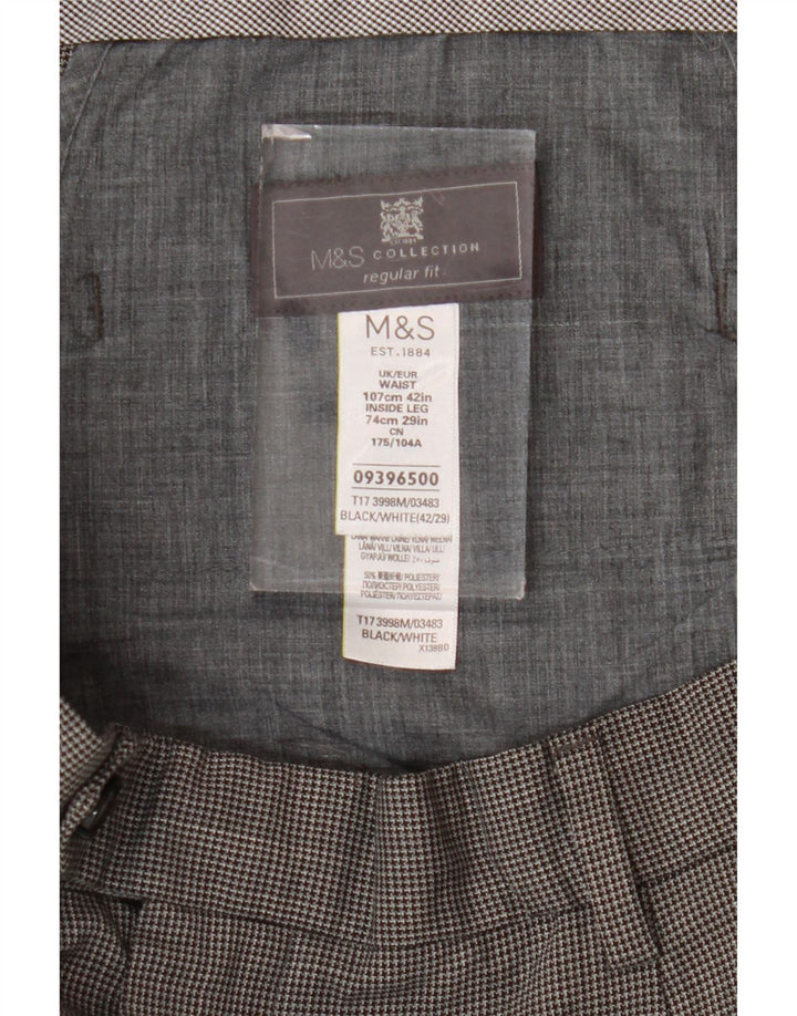 Marks & Spencer muške hlače standardnog kroja W42 L29 crne houndstooth
