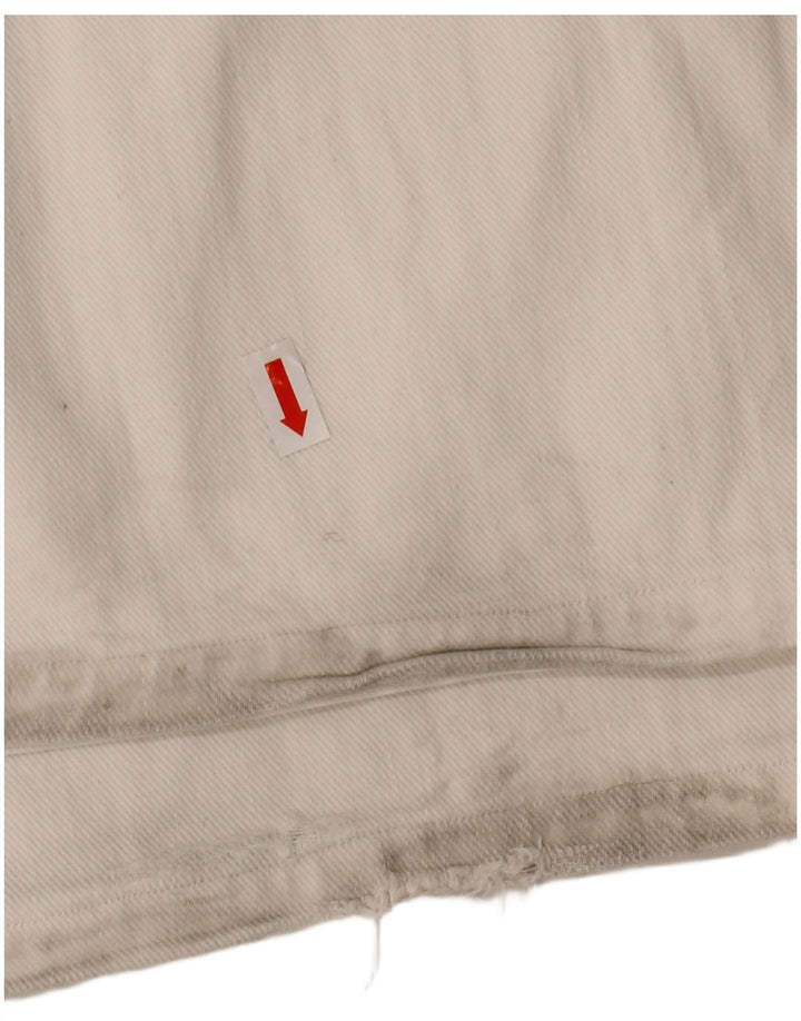 GAS Muške široke traperice srednje veličine W32 L29 bijeli pamuk