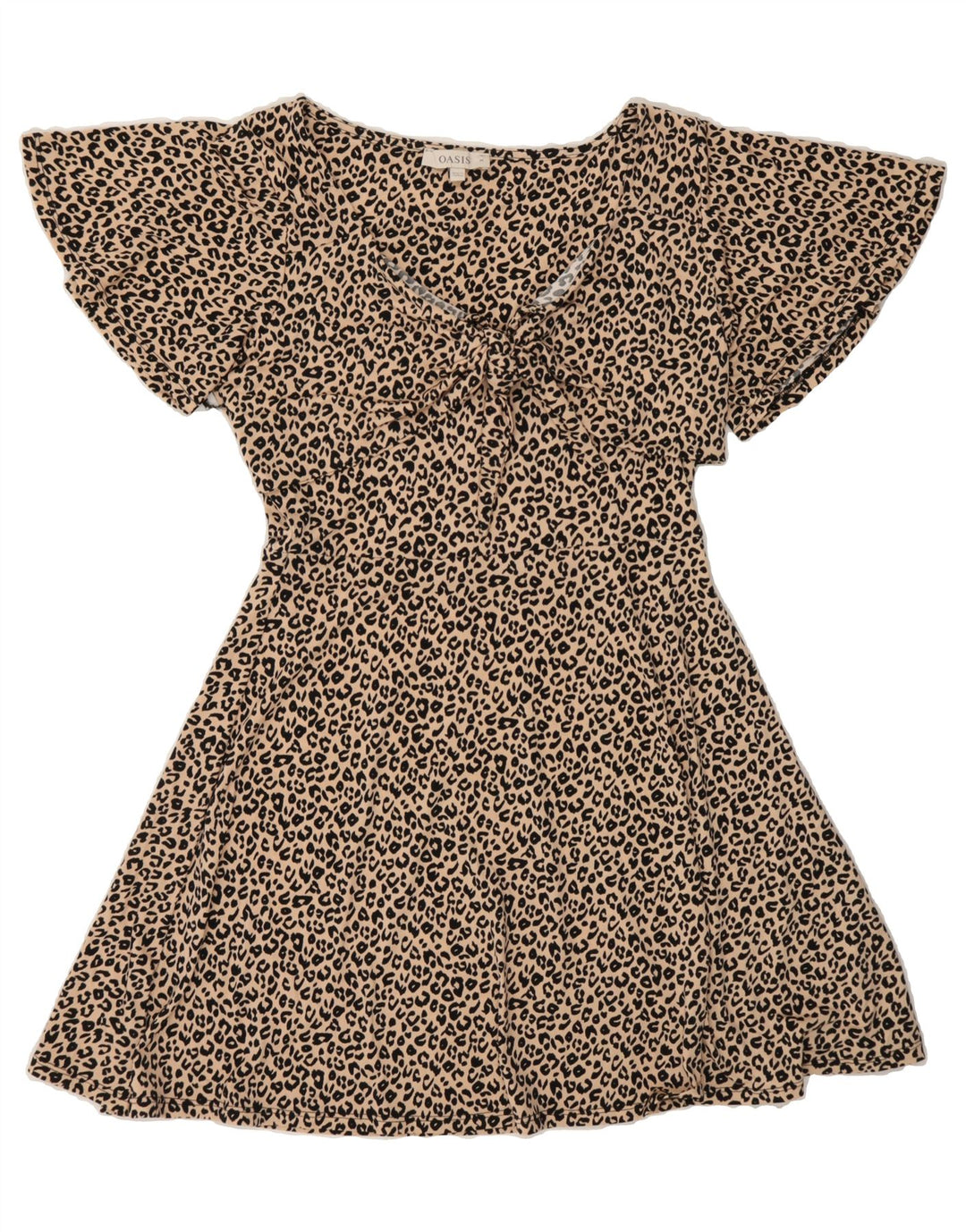 OASIS Womens A-Line Dress UK 14 Medium Beige Animal Print Polyester Vintage Oasis and Second-Hand Oasis from Messina Hembry 